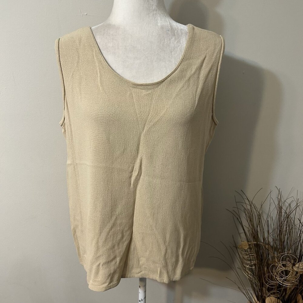 Nygard Collection Women Beige Scoop Neck Stretch Tank Top Breathable Sz 14